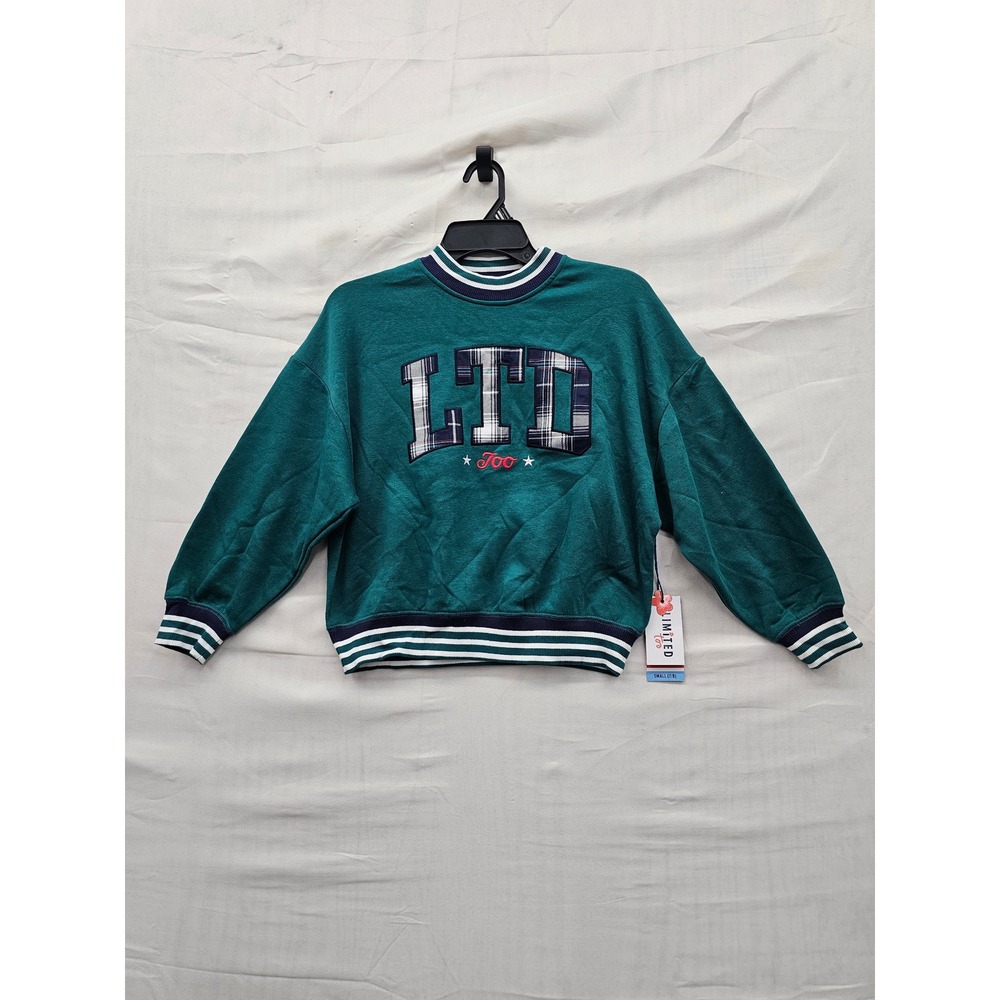 Limited Too Girls Varsity Pullover Sweatshirt Blue Fleece Casual Size Small 7/8